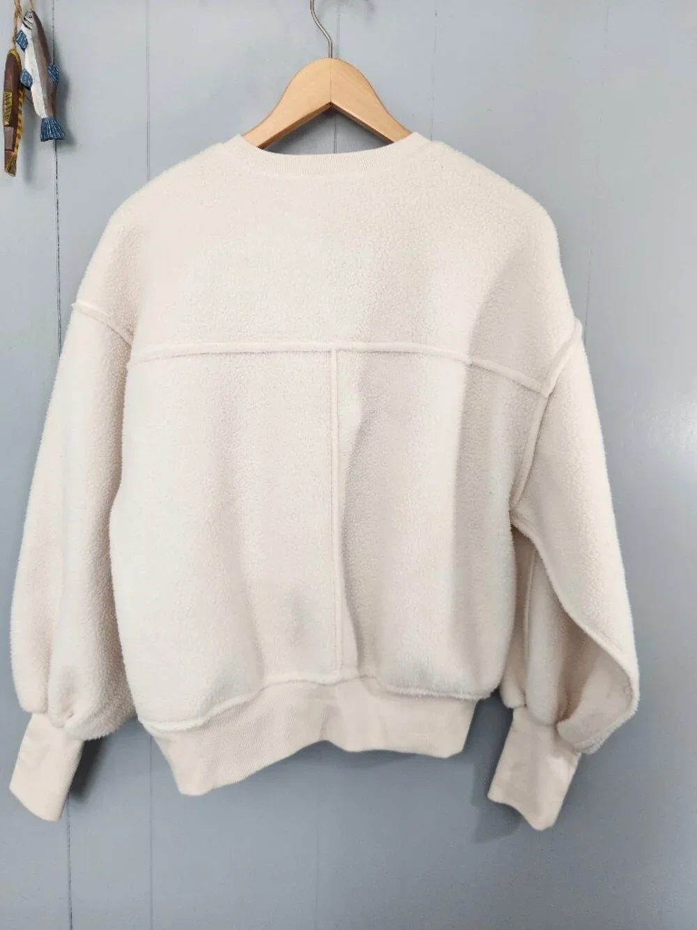Anthropologie Pilcro Sherpa Fleece Balloon Sleeve Sweatshirt